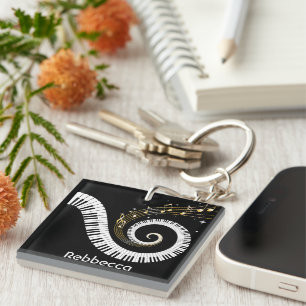 Personalisierte Klavierschlüssel und Gold-Musikno Schlüsselanhänger