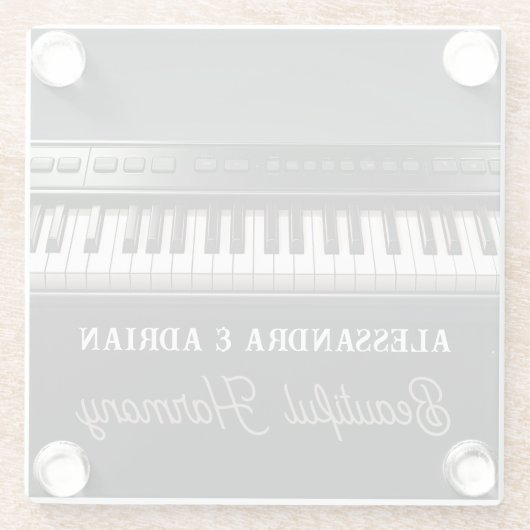 Personalisierte Klaviertastatur-Untersetzer Glasuntersetzer (Rückseite)