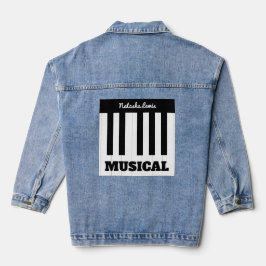 Personalisierte Klaviertasten Musikinstrument Jeansjacke