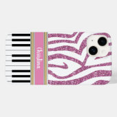 Personalisierte Klaviertasten Rosa Glitzer Zebra P Case-Mate iPhone Hülle (Rückseite (Horizontal))