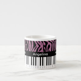Personalisierte Klaviertasten Rosa Glitzer Zebra P Espressotasse