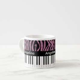 Personalisierte Klaviertasten Rosa Glitzer Zebra P Espressotasse