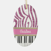 Personalisierte Klaviertasten Rosa Glitzer Zebra P Keramik Ornament (Rechts)