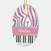 Personalisierte Klaviertasten Rosa Glitzer Zebra P Keramik Ornament (Links)