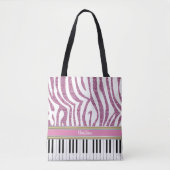 Personalisierte Klaviertasten Rosa Glitzer Zebra P Tasche (Vorderseite)