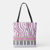 Personalisierte Klaviertasten Rosa Glitzer Zebra P Tasche (Rückseite)