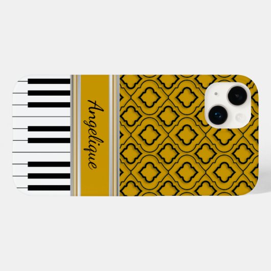 Personalisierte Klaviertasten Schwarze Quatrefolie Case-Mate iPhone Hülle (Rückseite (Horizontal))