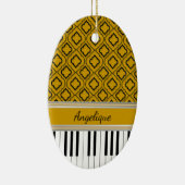 Personalisierte Klaviertasten Schwarze Quatrefolie Keramik Ornament (Rechts)