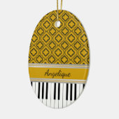 Personalisierte Klaviertasten Schwarze Quatrefolie Keramik Ornament (Links)