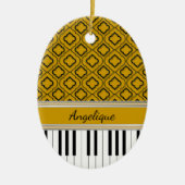 Personalisierte Klaviertasten Schwarze Quatrefolie Keramik Ornament (Vorne)