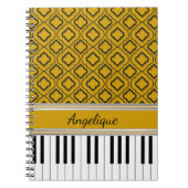 Personalisierte Klaviertasten Schwarze Quatrefolie Notizblock (Vorderseite)