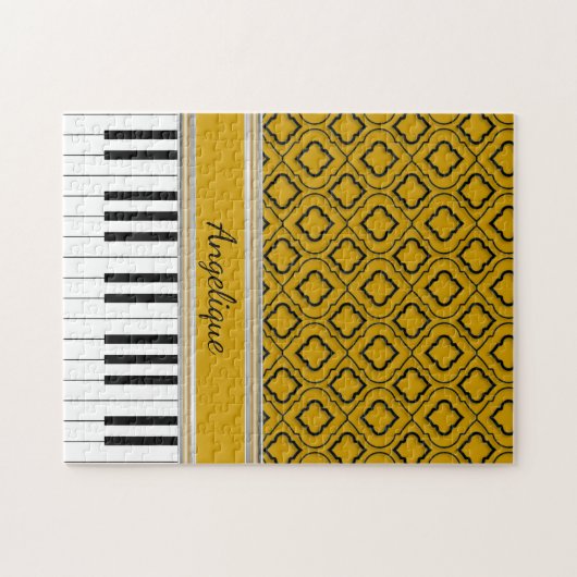 Personalisierte Klaviertasten Schwarze Quatrefolie Puzzle (Horizontal)