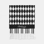 Personalisierte Klaviertasten und Diamanten Fleecedecke (Vorderseite)