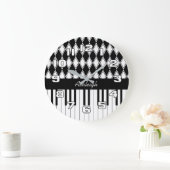 Personalisierte Klaviertasten und Diamanten Große Wanduhr (Zuhause)