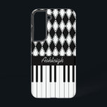 Personalisierte Klaviertasten und Diamanten Samsung Galaxy Hülle<br><div class="desc">Modernes Design in klassisch schwarz-weiß ,  mit einer unteren Reihe von Klaviertasten mit schwarz-weiß Diamanten oben. Das Design besteht aus einer schwarzen Namensband,  in der der Name oder die Nachricht geändert werden können,  um ein einzigartiges musikalisches Geschenk zu erstellen</div>