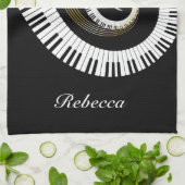 Personalisierte Klaviertasten und Gold-Musiknoten Handtuch (Gefaltet)