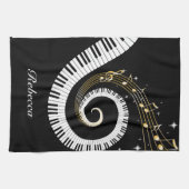 Personalisierte Klaviertasten und Gold-Musiknoten Handtuch (Horizontal)