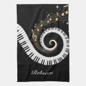 Personalisierte Klaviertasten und Gold-Musiknoten Handtuch (Vertikal)