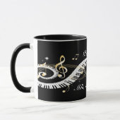 Personalisierte Klaviertasten und goldene Musiknot Tasse (Links)