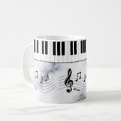 Personalisierte Klaviertasten und Musiknoten Kaffeetasse (Vorderseite Links)