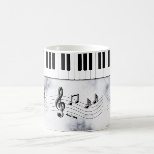 Personalisierte Klaviertasten und Musiknoten Kaffeetasse (Mittel)