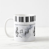 Personalisierte Klaviertasten und Musiknoten Kaffeetasse (Links)