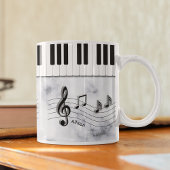 Personalisierte Klaviertasten und Musiknoten Kaffeetasse