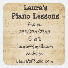 Personalisierte Klavierunterricht Werbeaufkleber Quadratischer Aufkleber