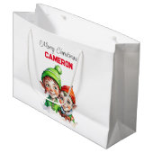Personalisierte kleine Elfen Weihnachten Große Geschenktüte (Vorderseite Schrägansicht)