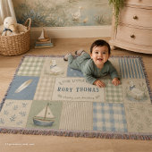 Personalisierte Kleine-Gans-Babyjunge-Blau-Gingham Decke
