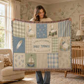 Personalisierte Kleine-Gans-Babyjunge-Blau-Gingham Decke