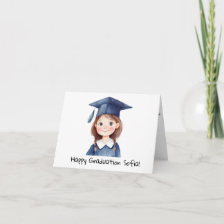 Personalisierte kleine Mädchen (braune Haare) Absc Karte