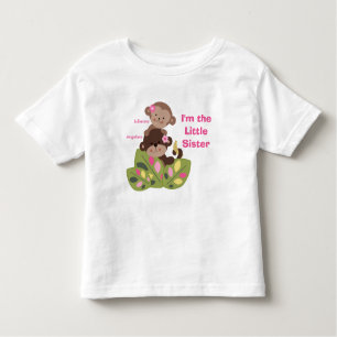Personalisierte kleine Schwester Monkey Girls Kind Kleinkind T-shirt