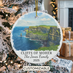 Personalisierte Klippen von Moher Ornament, Irland Keramik Ornament