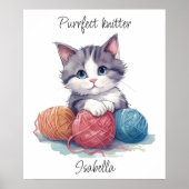 Personalisierte Knitterkatze für Garnliebhaber Poster (Vorne)