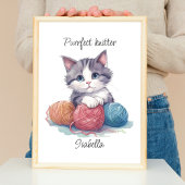 Personalisierte Knitterkatze für Garnliebhaber Poster