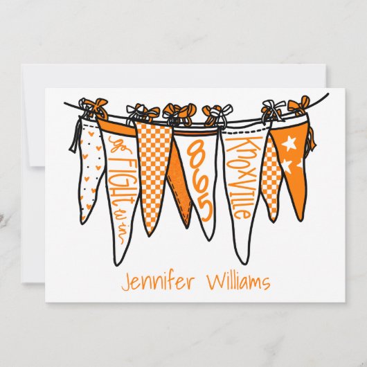 Personalisierte Knoxville Orange & White Pennants Mitteilungskarte (Vorderseite)