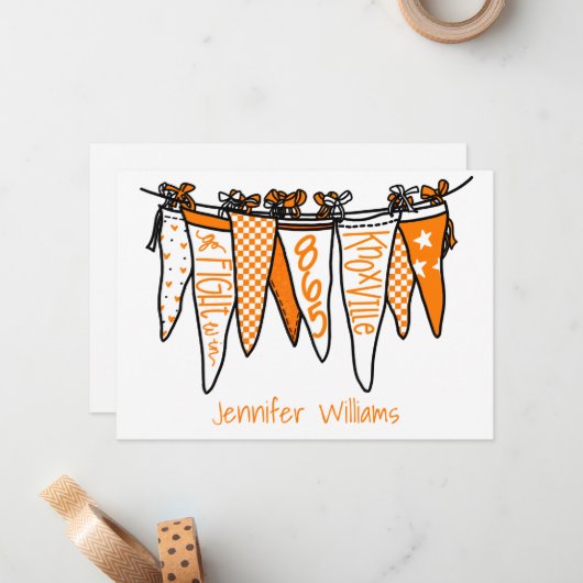 Personalisierte Knoxville Orange & White Pennants Mitteilungskarte (Vorderseite/Rückseite Beispiel)