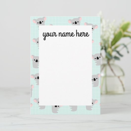 Personalisierte Koala-Bärennotectes Dankeskarte (Stehend Vorderseite)