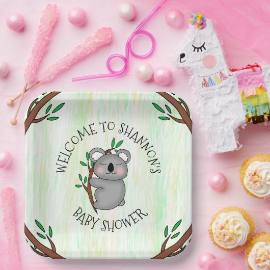 Personalisierte Koala Bear Themed Baby Dusche Pappteller (Party)