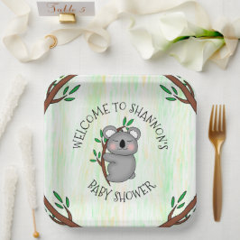 Personalisierte Koala Bear Themed Baby Dusche Pappteller