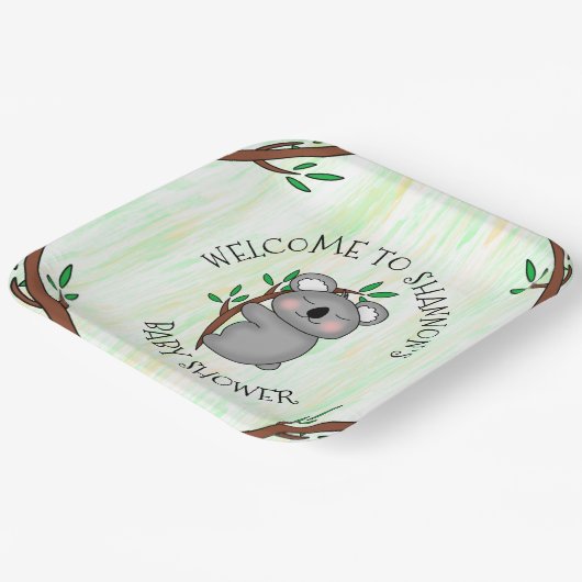 Personalisierte Koala Bear Themed Baby Dusche Pappteller (Gewinkelt)