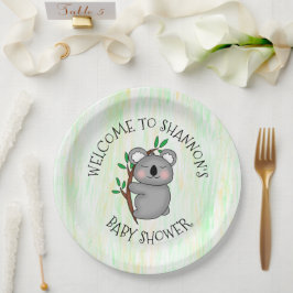 Personalisierte Koala Bear Themed Baby Dusche Pappteller