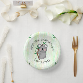 Personalisierte Koala Bear Themed Baby Dusche Pappteller