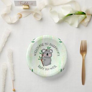 Personalisierte Koala Bear Themed Baby Dusche Pappteller