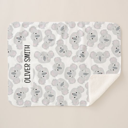 Personalisierte Koala Heads Nahtloses Muster Sherpadecke (Vorderseite (Horizontal))