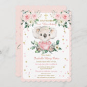 Personalisierte Koala-Taufe und erster Geburtstag Einladung (Vorne/Hinten)