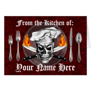 Personalisierte Kochs-Schädel-Rezept-Karte