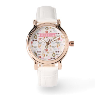 Personalisierte Kokette Rosa Vintage Weiblich Armbanduhr