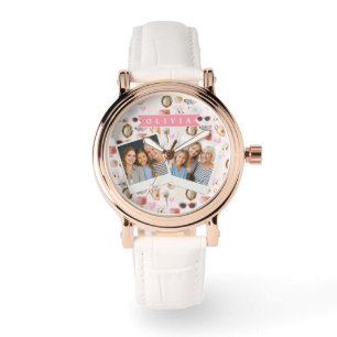 Personalisierte Kokette Rosa Vintage Weiblich Armbanduhr